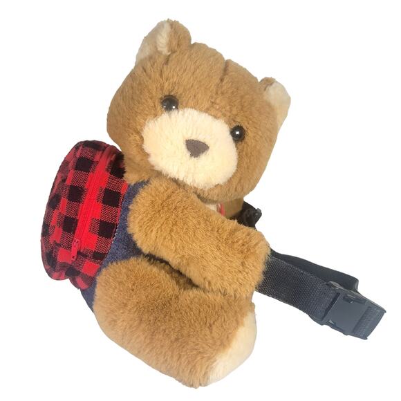 1986 Teddy Bear Plush Belt Shoulder Bag Fanny Pack Collectible Musical Wind-Up - Picture 1 of 15